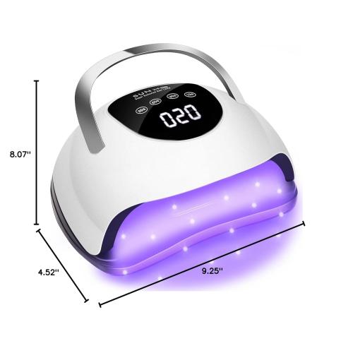 Wisdompark LED Nail Lamp 220W for Gel Nails Fast Curing Dryer with 57pcs Lamp Beads 4 Timers Professional UV Light for Home Salon Nail Art Tools White