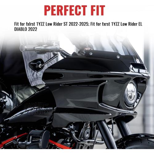 Headlight Fairing   Smoked 7 Windshield for Low Rider, Upper Outer Fairing w/Bracket Support Mount Kit For Harley Low Rider ST FXLRST 2022-2025, Low Rider El Diablo FXRST 2022 (Black)