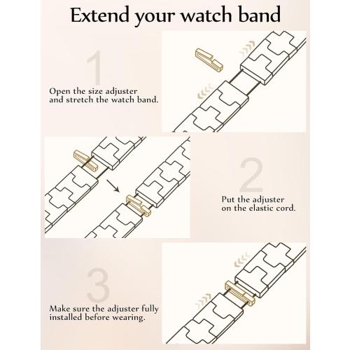JR.DM Resin Stretchy Tortoise Shell Fancy Beaded Bracelet Light Watch Band Women Compatible with Apple Watch Band 38mm 40mm 41mm 42mm (S11/10) Strap Wristband for iWatch Series 11/10/9/8/7/6/5/4/3/2/1/SE/Ultra