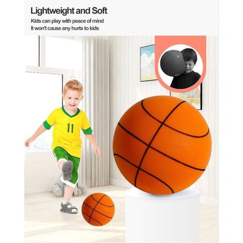 Orange Silent Basketball and Hoop Set, Indoor Basketball Hoop for Kids and Toddlers, Quiet Basketball Dribbling No Noise, Mini Foam Basketball for Door or Wall Mounted, Indoor Dribble and Shoot(Wired Orange)