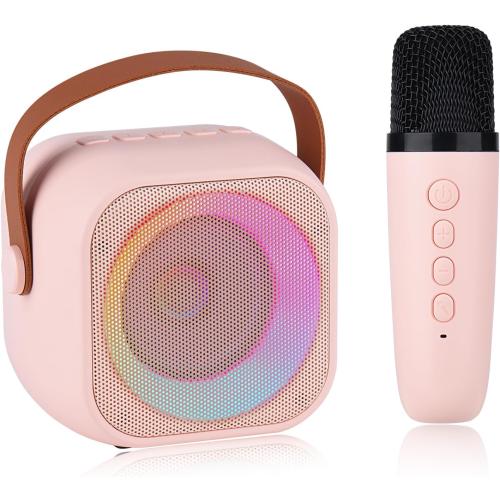 Mini Karaoke Machine for Kids Adults,Portable Bluetooth Speaker with Wireless Microphone and LED Lights,Party,Christmas,Birthday Gifts for Girls Boys,Perfect for Family Party Outdoor Travel
