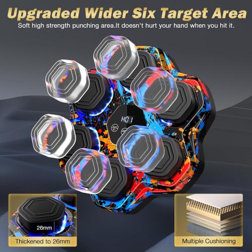 Music Boxing Machine, Smart Bluetooth Boxing Machine with Gloves, Wall Mounted Music Punching Trainer for Kids Adult, LED Electronic Boxing Workout Target with 9 Modes & 9 Speeds