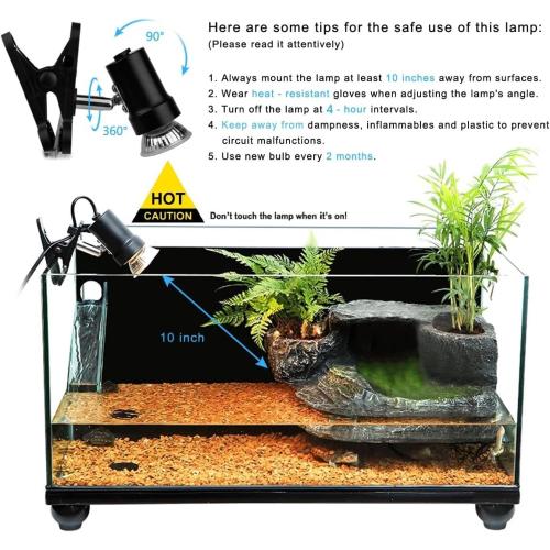 DOMICA Turtle Heat Lamp   2 Heating Bulbs (50W,35W), Reptile UVA UVB Basking Spot Lamp, Warming Light with Clamp for Tortoise, Lizard, Snake, Leopard Gecko, Beared Dragon, Brooder Box