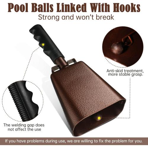 Nuanchu 10 Inch Cowbell Noise Makers for Sport Event Steel Cowbell with Handle and 2 Pcs Wooden Spinning Rattle Ratchet Traditional Matraca Toy Cheering Bell for Baseball Game Party Sport Drum(Brown)