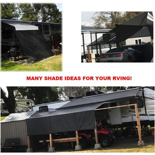 Shadeidea RV Awning Sun Shade Screen for Rv Awning - 9' X 19' 5'' (fit for 20' Awning) Black Mesh Sunshade Motorhome Camping Trailer Screen Shade UV Sunblocker Canopy Sunscreen - 3 Year Warranty