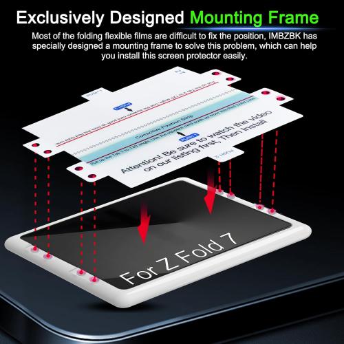IMBZBK [Auto-Dust Removal] 3 Pack Screen Protector for Samsung Galaxy Z Fold 7, 3 Inside Flexible Film   3 Front Tempered Glass   3 Camera Lens Protector Accessories, Easy Installation