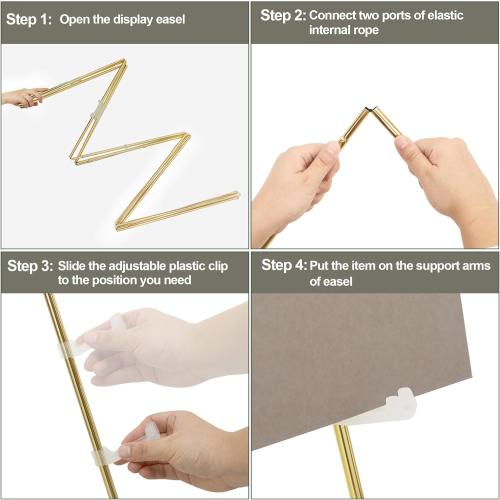DANMO Easel Stand for Wedding Sign Poster 63'' Instant Display Floor Adjustable Metal Art Easel Gold