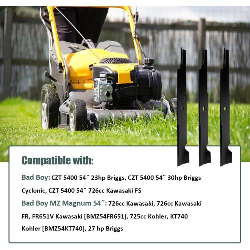 ZALANA Replacement Lawn Mower High Lift Blades for 038-0005-00 - Compatible with Bad Boy 54 MZ Magnum Model Series Rotary 54 Deck Lawn Mower - 3 Pack (edges of 2 blades chipped never used)