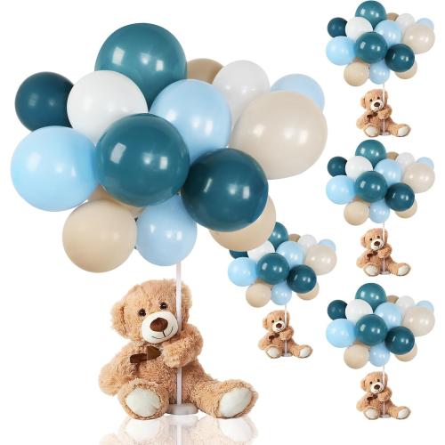 Color White and Pink Meooeck 185 Pcs Bear Baby Shower Party Decorations Table Centerpieces 5 Pcs 13. 5'' Gender Reveal Bears 180 Balloons Kit Baby Shower Table Decor for Birthday Wedding