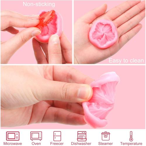 4 Pieces Hibiscus Flower Mold Silicone Mini 3D Candy Cake Chocolate Gummy Flower Hibiscus Molds for Cake Decorating Party Decorations