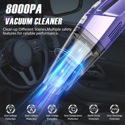 NO ACCESSORIES Handheld Vacuum Cordless – Car Vac Portable with 8KPA  Low Noise, Lightweight Hand Held Vacuum Cordless Rechargeable for Car/Home/Dust/Pet Hair, Mine Portable Vacuum