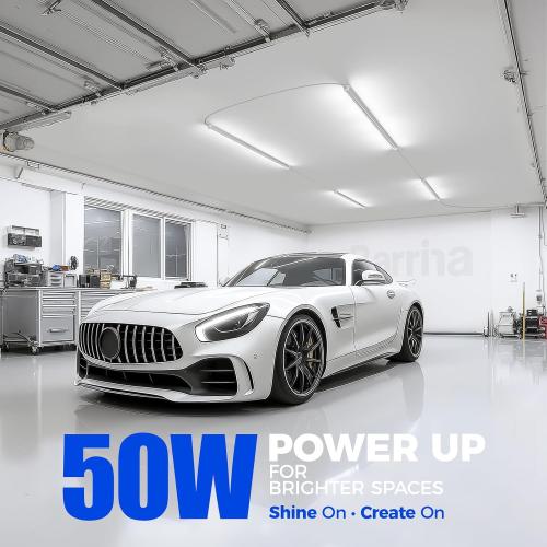 Barrina T8 LED Shop Lights for Workshop 4FT, 50W, 5000K, Daylight White, Clear Cover, Ceiling, V-Shape Shop Light Fixture, Garage, Warehouse, Basement, ETL Listed, 4Packs