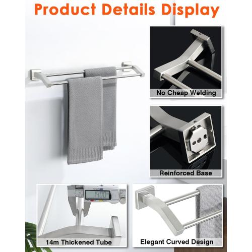 Alise Double Bath Towel Bars Towel Racks for Bathroom,Wall Mount Towel Holder Heavy Duty SUS304 Stainless Steel Towel Hanger Towel Rail,Brushed Nickel