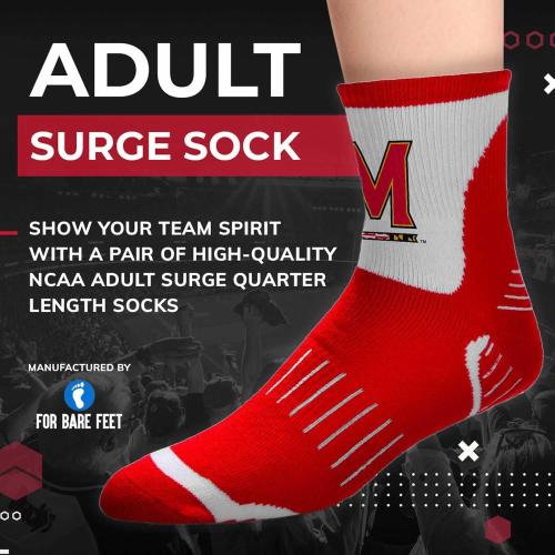 For Bare Feet Adult NCAA Surge Quarter Length Crew Socks - All Weather Performance - Men & Women - Enhance Your Team Footwear