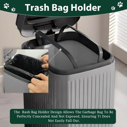 Dog Poop Trash Can Outside, 5L/1.3 Gal Pet Poop Bucket with Lid, Foot Pedal, Dog Waste Container with 40 Bags, Lid Soft Close for Pet, Grey
