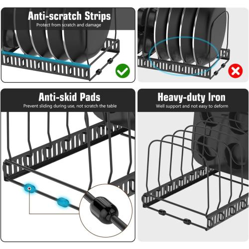 Housolution Cutting Board Organizer Rack, Expandable Baking Tray and Cookie Sheet Organizer with 14 Adjustable Dividers, Bakeware Muffin Tin Cupcake Pan Storage Organizer for Cabinet, Black