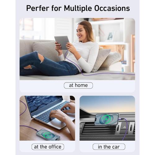 USB A to USB C Cable 60W Fast Charging 6FT, 2Pack USB C Cable for CarPlay | Durable Braided USB to USB C Charger Cord iPhone USB C Cable for iPhone 17 16 15 Pro Max, Samsung Galaxy S26 and More-Purple