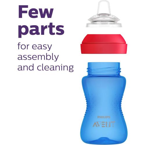 Philips AVENT My Grippy Spout Sippy Cup with Soft Spout and Leak-Proof Design, Pink/Purple, 10oz, 2pk, SCF801/22