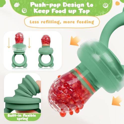 Bear Baby Fruit Food Feeder & Mini Freezer Nibble Tray Combo, 2 Pack Breastmilk Popsicle Molds for Baby Teething Relief, BPA Free Silicone Feeder for Safe Infant Self Feeding, Dishwasher Safe