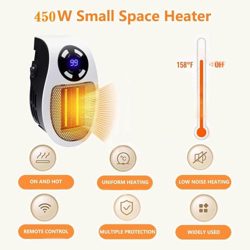 Smart Thermostat Space Heater,450W Portable Electric Small Heaters With Timer/Overheat Protection,Safe heater,Energy-saving heater with LED Display,Heaters for Office Bathroom RV Indoor Use (Black)