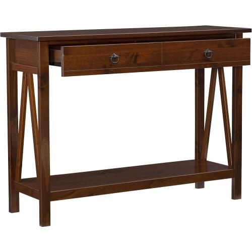 Linon Home Dcor Console Table, 42.01w x 13.98d x 30.71h, Antique Tobacco