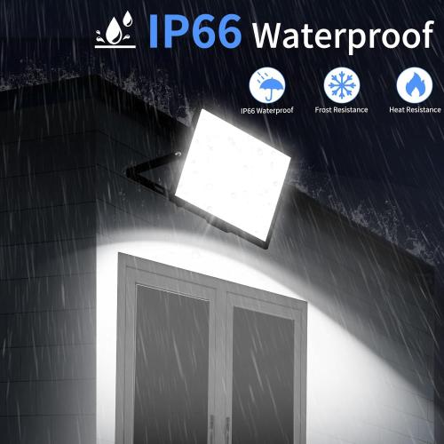 200W LED Flood Light Outdoor with Plug 10ft Wire, 24000Lm Super Brighter Security Light, IP66 Waterproof LED Worklight, 5000K Daylight White Exterior Floodlight for Yard Garden Garage Stadium(2 Pack)