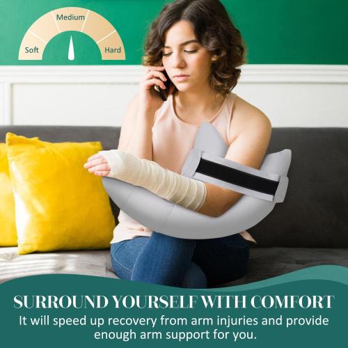 HARBOREST Shoulder Surgery Pillow with Straps & Pocket - Shoulder Pillow for Shoulder Pain, Rotator Cuff Pillow for Sitting, Relief Pillow (Light Grey)