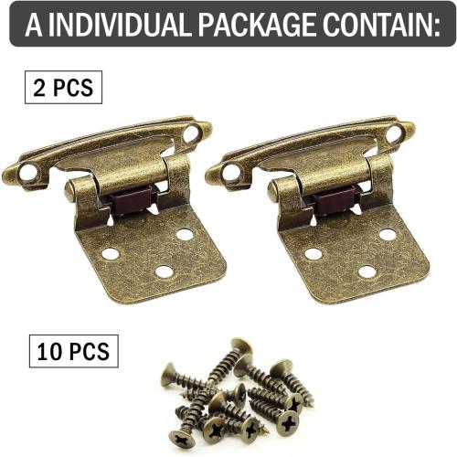 50 Pack (25 Pairs) Kitchen Cabinet Hinges Overlay Antique Brass