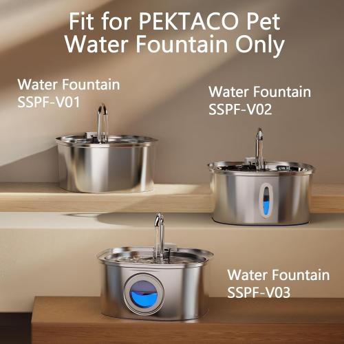 PEKTACO Cat Water Fountain Filters Replacement & Pre-Filter Sponges for 3.2L/108oz Automatic Pet Fountain, Dog Water Dispenser (3 Filters 3 Sponges)