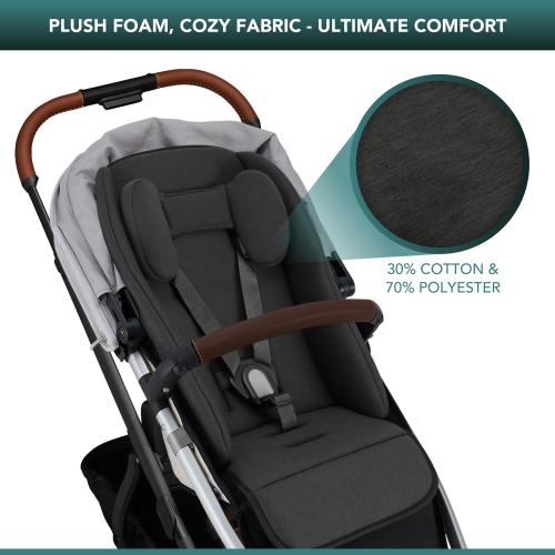 Dark Grey Infant Liner Seat Compatible with Uppababy Vista, Vista V2, Vista V3, Cruz, Cruz V2, RumbleSeat, RumbleSeat V2, 2 in 1 Newborn to Toddler Comfort Insert, New and Improved Liner Material for Babies