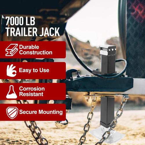 NBJINGYI Heavy Duty 8000LB Trailer Jack 28 Lift, Pipe Mount Swivel Jack with Lock Pin, Square Tube Mount, Side Wind Handle & Foot Plate, Black Coating