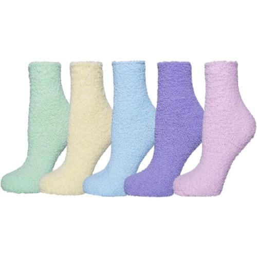Loritta 5 Pairs Womens Fuzzy Socks Winter Warm Cozy Fluffy Super Soft Slipper Socks