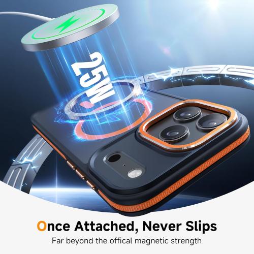 Magnetic 3 in 1 for iPhone 17 Pro Case, [Omni-Directional Protection] with 1x Screen Protector   1x Camera Cover, [Seamless Work with Magsafe] Shockproof Slim Thin Case for iPhone 17 Pro Cosmic Orange