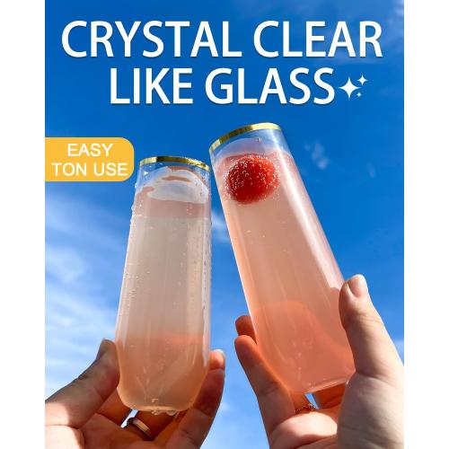 48 Pack Plastic Champagne Flutes, 9 Oz Disposable Wine Mimosa Glasses