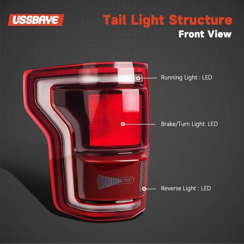 LED Tail Lights Compatible with 2017-2020 Ford F150 Raptor Taillight Assembly Rear Lamp Taillights HL3Z13405H (Left - Driver Side Black Housing, 2017-2020 F150)