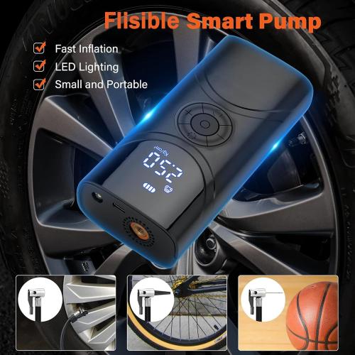 Cordless Tire Inflator - Portable Air Compressor 150 PSI, Fast 9000 mAh Pump for Car, Bike, Motorcycle & Bicycle Tires