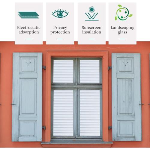 Window Privacy Film with Installation Tools, Blinds Pattern, Static Cling, Anti UV, Heat Control, Ideal for Home Shower Office Glass Door (Blinds Pattern, 35.4X78.7Inch)