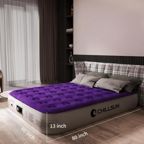 CHILLSUN Queen Air Mattress with Built in Pump,Elevated Durable Inflatable Mattresses with Storage Bag,13 Fast&Easy Inflating Blow Up Airbed,Camping Accessories for Travel&Guests&Home