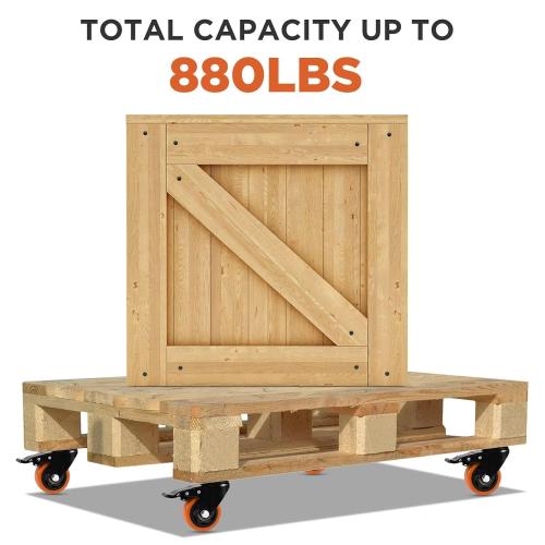 Caster Wheels, Heavy Duty 4 Inch Casters Set of 4, Locking Swivel Casters Wheels for Cart, Furniture and Workbench, Orange