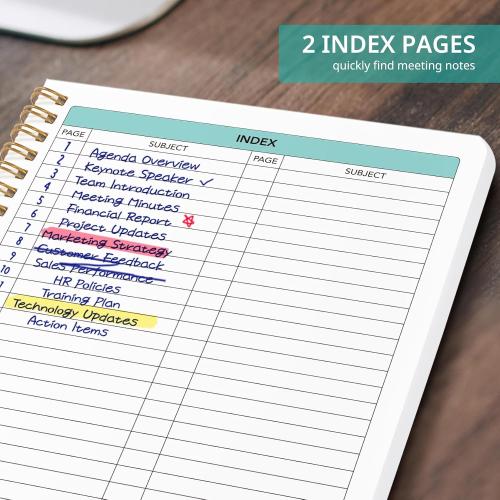 Taja Meeting Notebook for Work, Project Planner, 6.9 X 9.7, 140 Pages