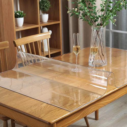 42 X 90 inch Large Clear Plastic Tablecloth Vinyl Rectangle Wood Furniture Wipeable Table Cloth Protector Thick Countertop Protective Cover PVC Desk Dining Glass Tabletop Protection Pad Easy Clean
