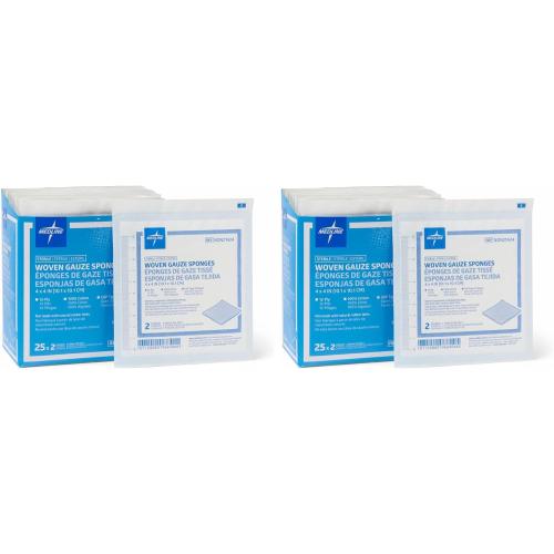 Medline Gauze Sponge Sterile 12 Ply, 50 Count (Pack of 4 )