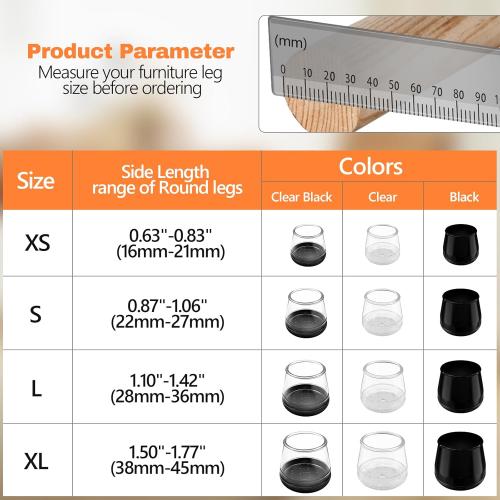 28pcs Chair Leg Protectors for Carpet, Round Chair Feet Glides Covers Caps Furniture Foot Sliders with Plastic Pads Damage-Free Move on Carpets (Fit:1-1/8~1-7/16, Black Bottom)
