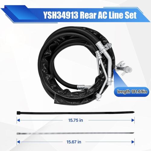 YSH34913 Rear AC Line Set Compatible With 2015-2020 Tahoe,Yukon,Escalade,High Pressure Auxiliary AC Hose Kit