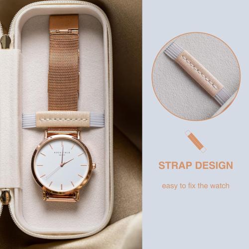 Travel Watch Box Single Portable Watch Travel Case For Men Women,Small Watch Band Storage Holder Box,Accessories Display Case For Wrist Watch,Gift For Husband Father Boyfriend And Brother (Pearl)