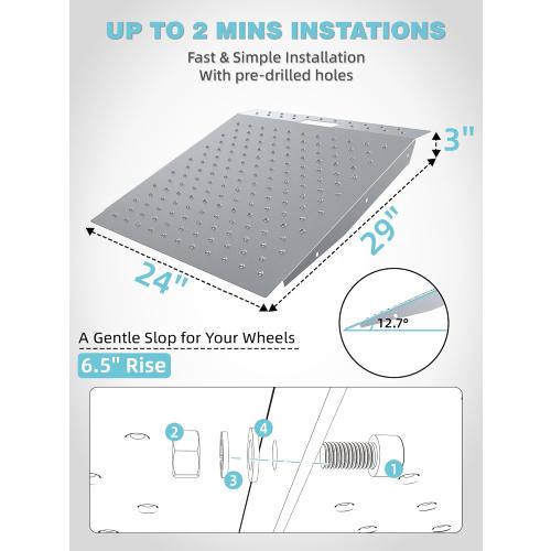 WHALEMOTOR Shed Ramp 1PC, Loading Ramp for Riding Mower, 29 L x24 W, 750 lbs Capacity, Shed Storage Ramps for Sheds, Garages, Barns, ATV, Lawnmower, Golf Cart, Sturdy Anti-Slip Ramps