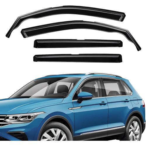 in-Channel Rain Guards Fit for Volkswagen Tiguan 2018-2025 Black Extra Durable Shatterproof Side Window Deflectors, Window Visors, Wind Deflectors - 4 PCS