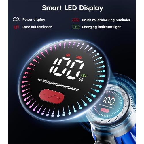 Cordless Vacuum Cleaner,Upgraded 50KPA 600W 70 Mins Stick Vacuum with Self-Standing,Touch Screen, Rechargeable, Lightweight,Anti-tangle Wireless Vacumm,Vacuum Cleaners for Home/Pet Hair/Carpets/Floors