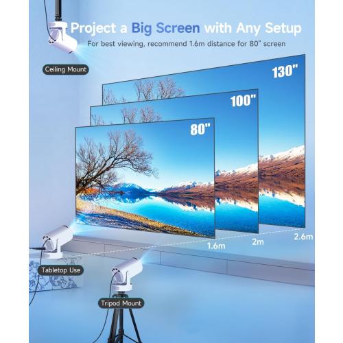 Magcubic Mini Projector with WiFi 6 and Bluetooth 5.4, Portable Projector 4K Support, 5W Soundbase Speaker, Auto Vertical Keystone 180°Rotatable Smart Proyector for Movie Home Outdoor