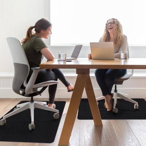 Sycoodeal Office Chair Mat for Hardwood Floor,Office Computer Gaming Chair Mat for Tile Floor,Large Floor Protector Rug,Anti-Slip,Easy to Clean,Pure Black(48x55)